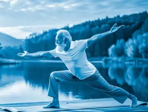 man doing stretching exercises